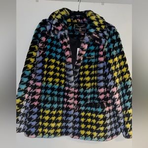 Teddy Fresh - Houndstooth Faux Fur Jacket